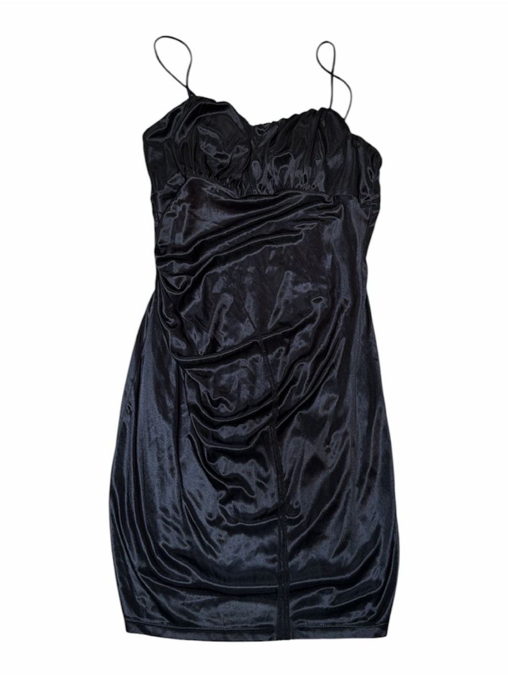 Y2K Vintage La Scala Black Satin Mini Dress Size Large